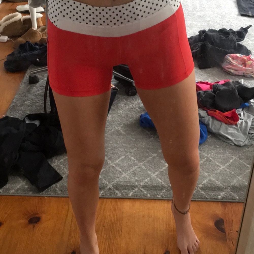 Coral lululemon bike shorts